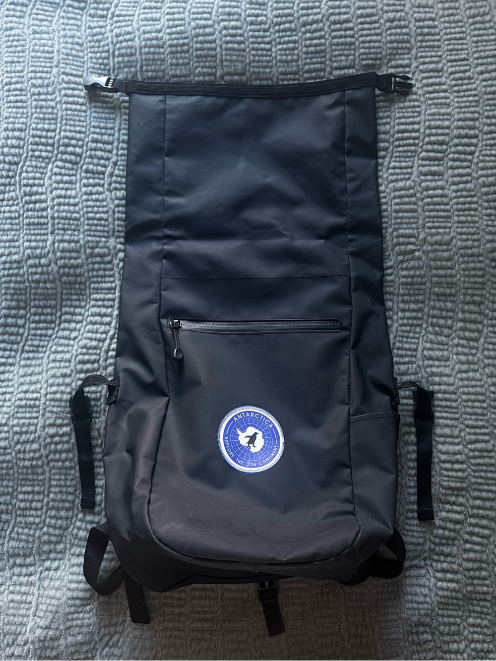 Ashbury by Spector & Co. Black Roll-Top Backpack with Antarctic Patch
